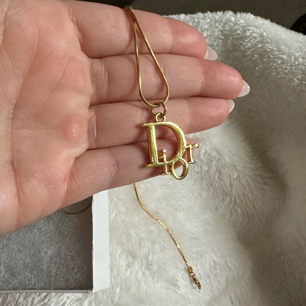 Gold-Tone D Logo Pendant Necklace - Picture 4 of 5